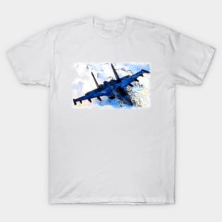 Aviation Fighter Jet blue T-Shirt